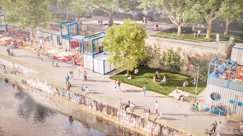 Visualisierung des geplanten Pocket-Parks am Wiener Donaukanal