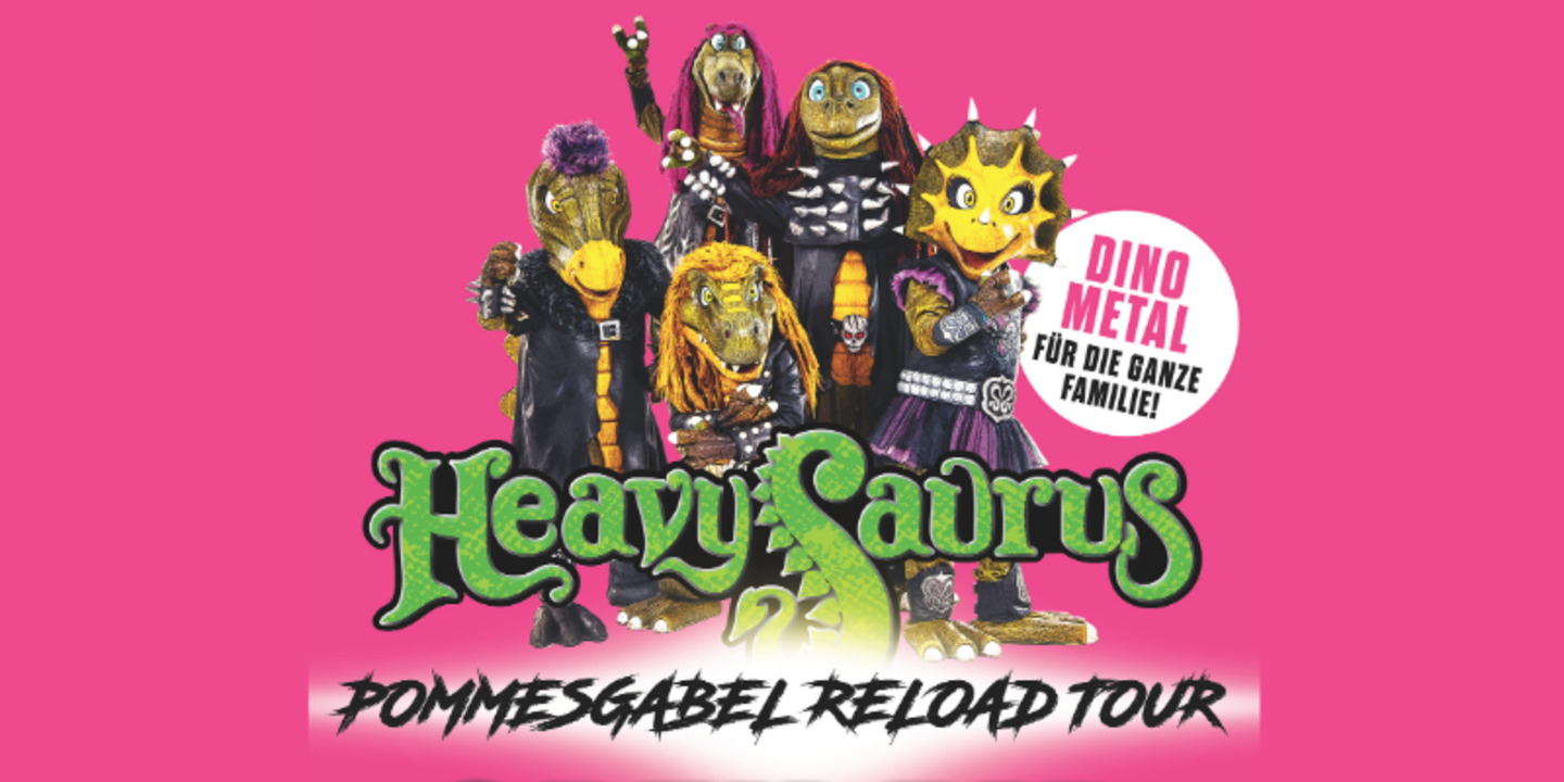 Das Sujet von Heavysaurus - Pommesgabel Reload Tour. Dino Metal für die ganze Familie