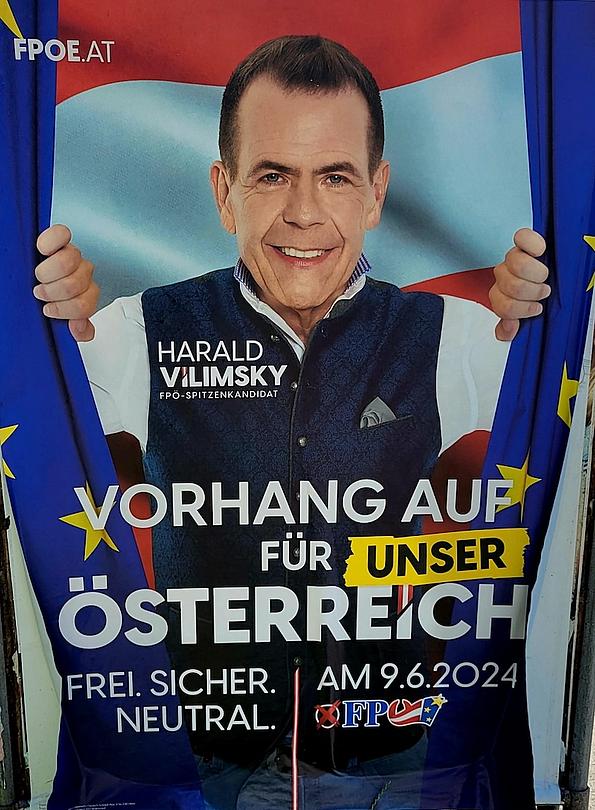 Wahlplakat der FPÖ mit Harald Vilimsky