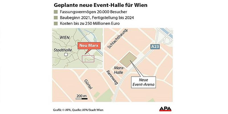 Location für die neue Mehrzweckhalle in Wien