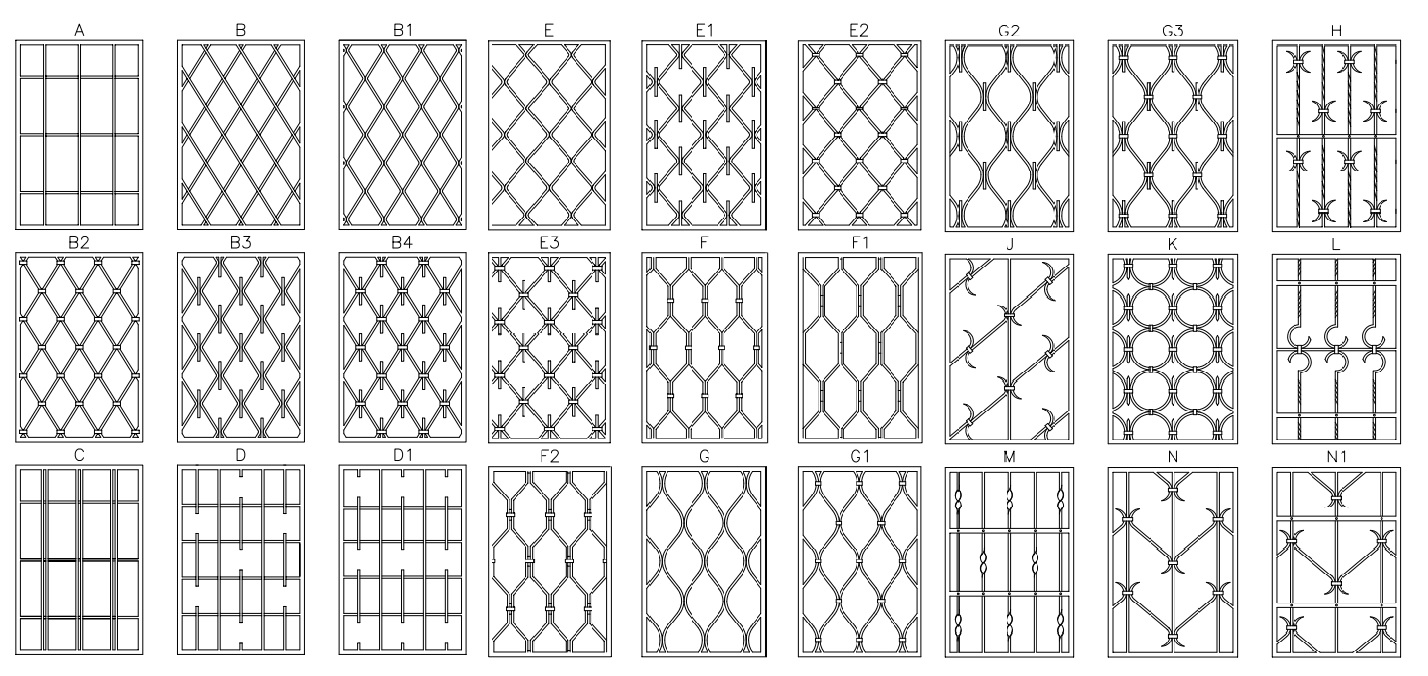 verschiedene Fenstergitterdesigns