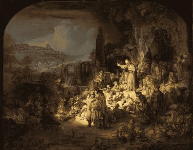 Gemälde von Rembrandt "Die Predigt Johannes des Täufers" von 1634/35