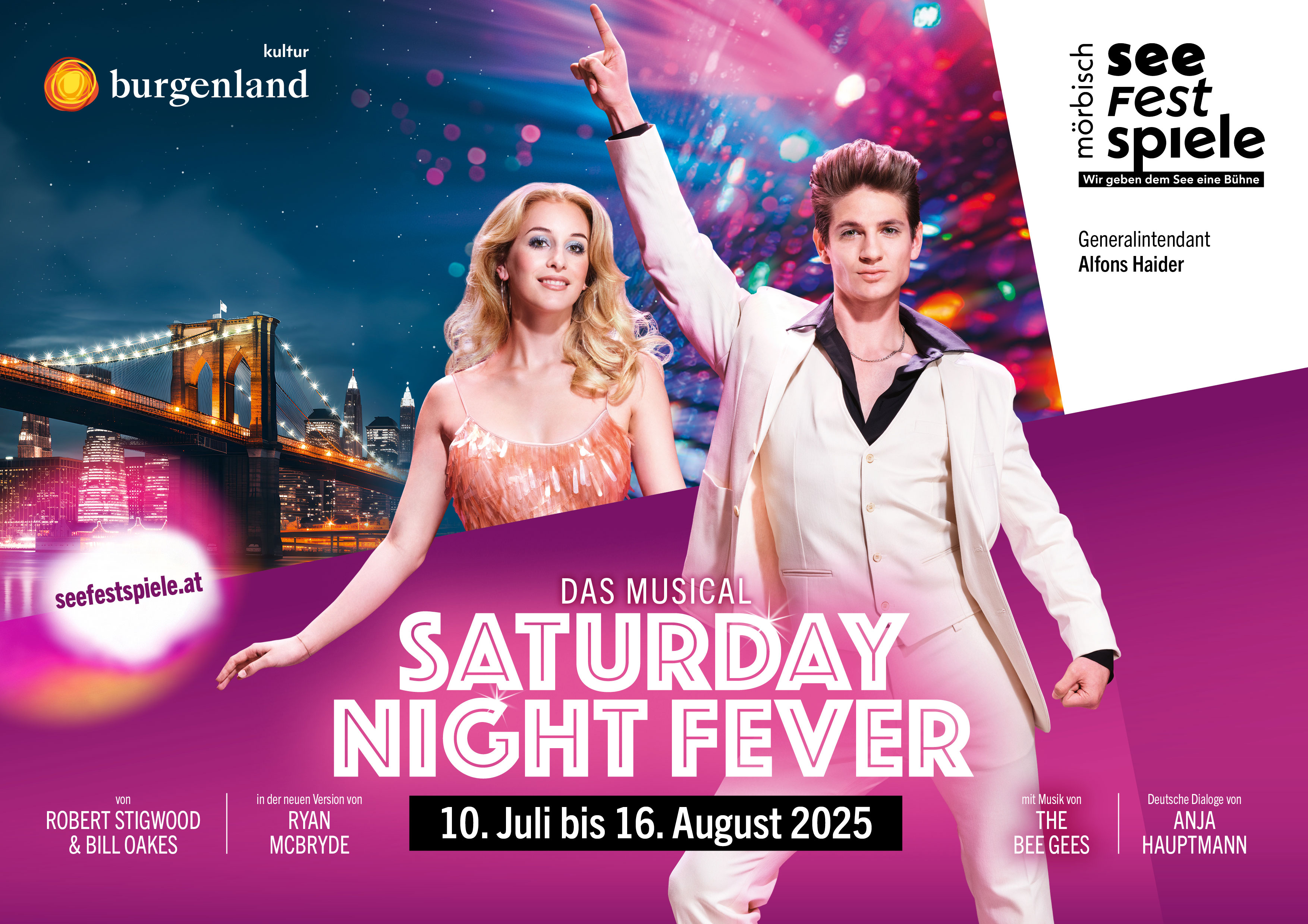 Plakat des Musicals Saturday Night Fever auf der Seefestbühne Mörbisch