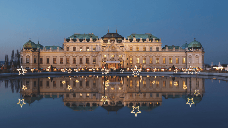 Weihnachtsmarkt vor dem barocken Schloss Belvedere